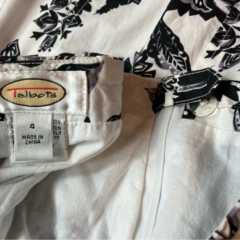 TALBOTS 100% Cotton Black & White Floral A-Line Skirt Sz 4 📦DISCOUNTED SHIPPING - Picture 7 of 13